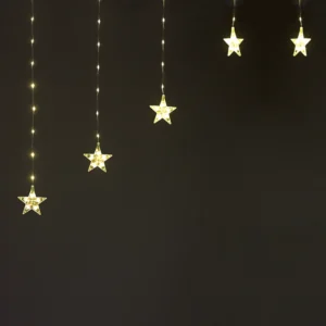 ACA Lighting X042221210 222 LED завеса със звезди топла светлина прозрачна медна тел адаптер свързваемо до 3 комплекта 3×1.2м 8 функции IP20 3м кабел
