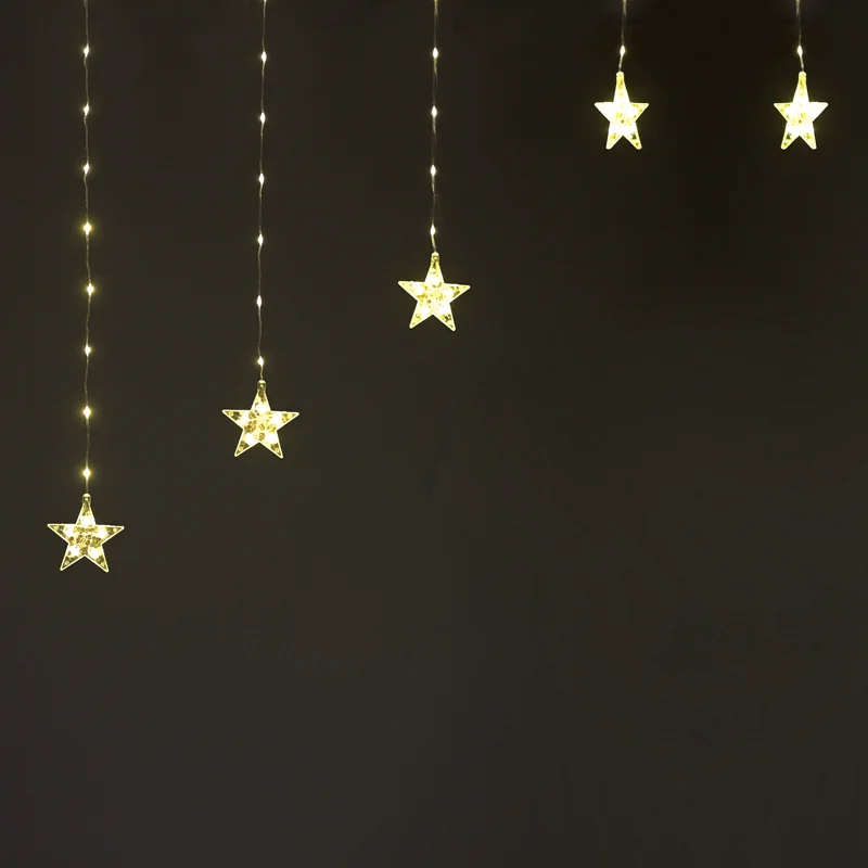 ACA Lighting X042221210 222 LED завеса със звезди топла светлина прозрачна медна тел адаптер свързваемо до 3 комплекта 3×1.2м 8 функции IP20 3м кабел