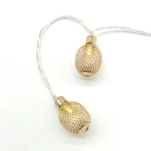 ACA Lighting X061011256 Метален ананас – 10 LED батерии 3×AA топла светлина златен метал IP20 135 + 30см прозрачен кабел