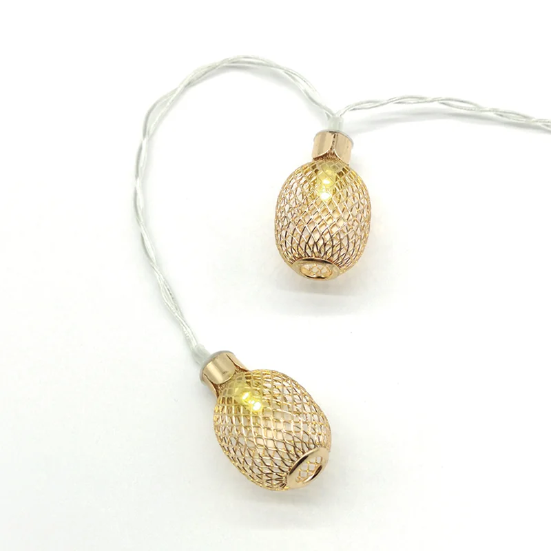 ACA Lighting X061011256 Метален ананас – 10 LED батерии 3×AA топла светлина златен метал IP20 135 + 30см прозрачен кабел