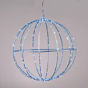 ACA Lighting X0614464226 Сребърна топка Ø30см – 144 мини LED синьо сребърна тел адаптер 4.5V IP44 3м кабел