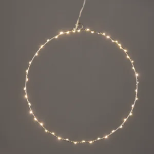 ACA Lighting X064514227 Сребърен кръг Ø30см – 45 мини LED топло бяло сребърна тел адаптер 3V IP44 3м прозрачен кабел