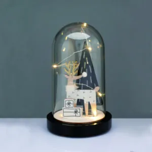 ACA Lighting X06811264 Дървен елен със снежна топка (елха) – 8 мини топли LED бат. (2×AAA вкл.) Ø11×19см