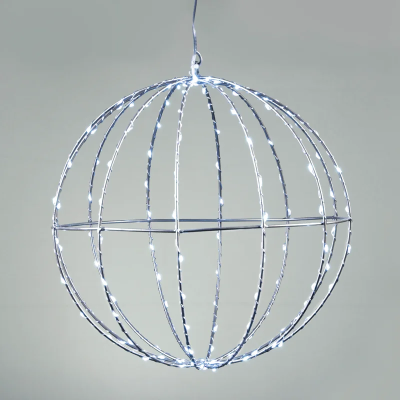 ACA Lighting X069624226 Сребърна топка Ø20см – 96 мини LED студено бяло сребърна тел адаптер 4.5V IP44 3м кабел