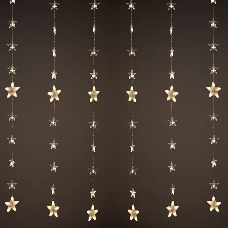 x071441492.png ACA Lighting X071441492 144 LED завеса 8 нишки × 18 LED топла светлина постоянен режим адаптер 24V DC свързваемо до 4 комплекта IP44 200×150см 3м прозрачен кабел