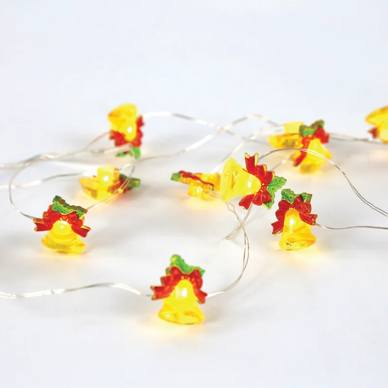 ACA Lighting X07151101 Камбанка – 15 мини LED гирлянд топла светлина сребриста медна тел батерии 2×AA IP20 140 + 30см прозрачен кабел