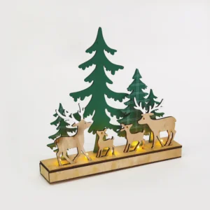 ACA Lighting X0751128 Дървена зелена коледна декорация – 5 топли LED бат. (2×AAA) IP20 30×6×28.5см