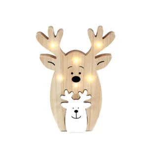 ACA Lighting X0761156 Дървена декорация малък и голям елен – 6 топли LED бат. (2×AAA) IP20 18×2.4×25см