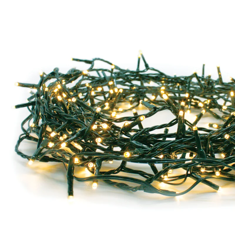 ACA Lighting X081001212 100 LED гирлянд (на всеки 5см) супер топла светлина адаптер 31V DC 8 функции IP44 5м зелен кабел