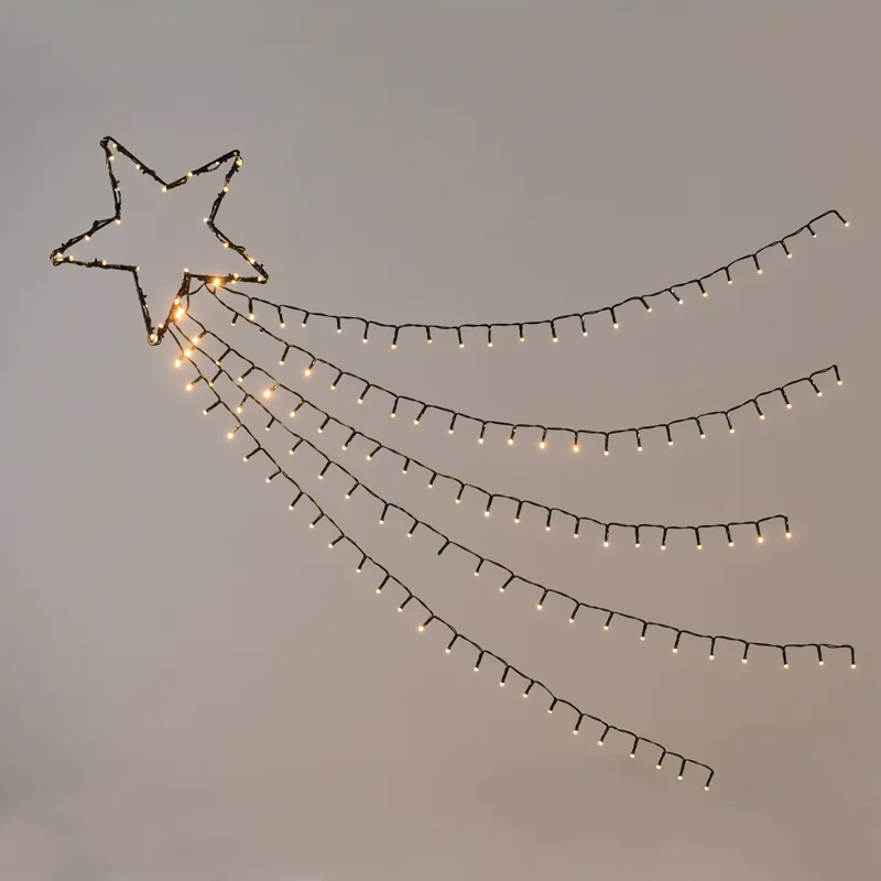 x081501225.png ACA Lighting X081501225 Shooting Star – 5 реда 150 топли LED 8 функции адаптер 4.5V IP44 30см (1м ред) 5м кабел