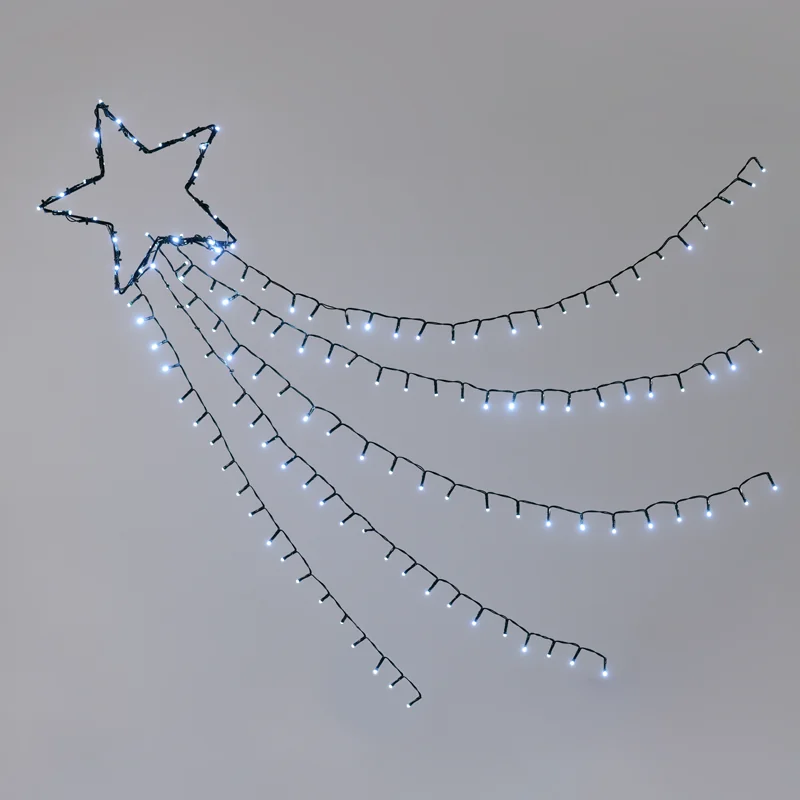 ACA Lighting X081502225 Shooting Star – 5 реда 150 студени LED 8 функции адаптер 4.5V IP44 30см (1м ред) 5м кабел