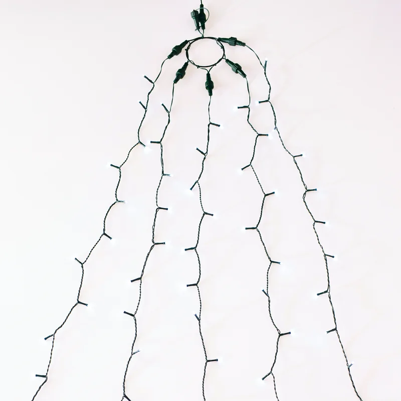 ACA Lighting X08175211 175 LED октопод – 5 нишки × 35 лампи студена светлина адаптер 31VDC IP44 5×350см + 3м зелен кабел