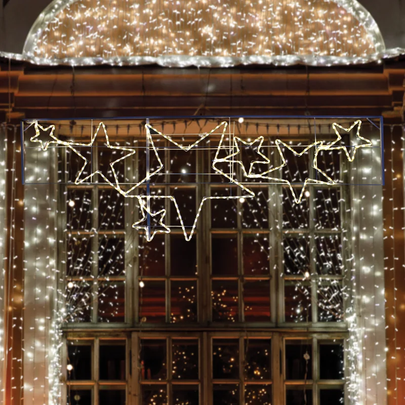 x082641215.png ACA Lighting X082641215 Звезди – 264 LED 11м лента топло бяло стеди IP44 87×237см 1.5м кабел