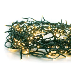 ACA Lighting X083001212 300 LED гирлянд (на всеки 5см) супер топла светлина адаптер 31V DC 8 функции IP44 15м зелен кабел