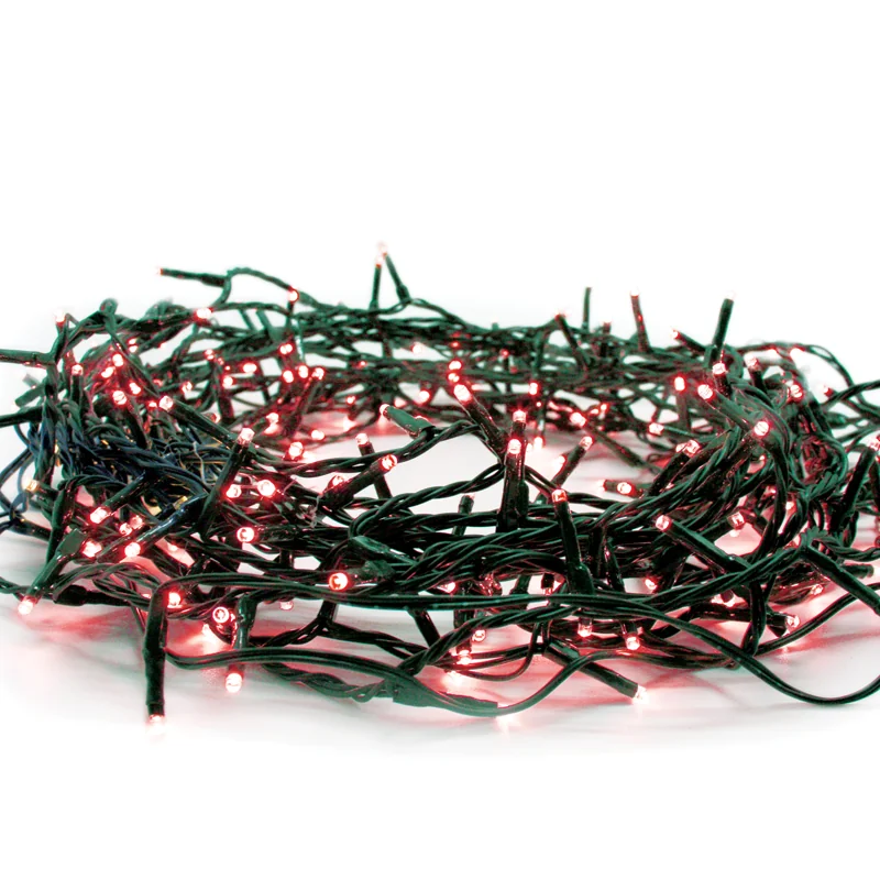 x08300412.png ACA Lighting X08300412 300 LED гирлянд (на всеки 5см) червен адаптер 31VDC 8 функции IP44 15м зелен кабел