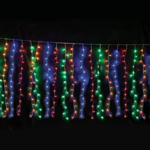 ACA Lighting X08360322 360 LED завеса 20 нишки × 18 LED многцветна адаптер 31V DC свързваемо до 2 комплекта IP44 200×200см прозрачен кабел