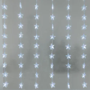 ACA Lighting X0848222 48 LED завеса със звезди студена светлина адаптер 8 функции IP44 5м зелен кабел