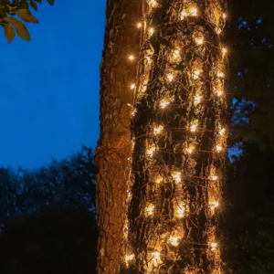 ACA Lighting X0850111 50 LED мрежа топла бяла светлина адаптер 24V DC свързваемо до 12 комплекта IP44 55×80см зелен кабел + 5 куки