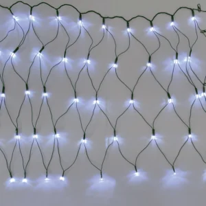 ACA Lighting X0850211 50 LED мрежа студена бяла светлина адаптер 24V DC свързваемо до 12 комплекта IP44 55×80см зелен кабел + 5 куки