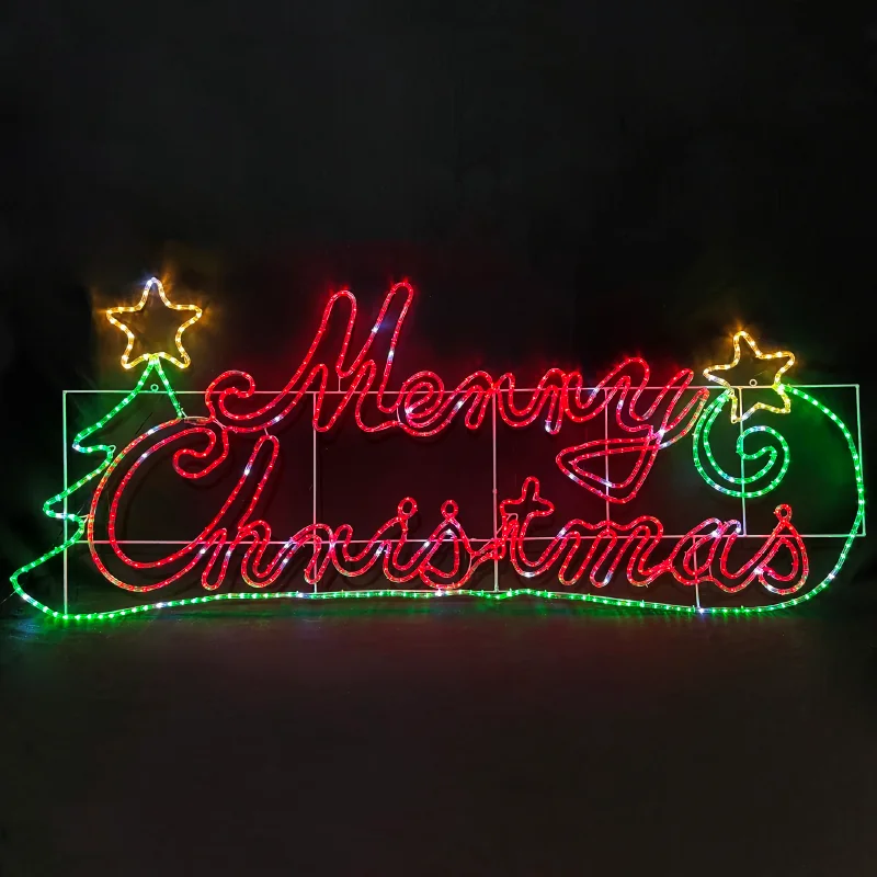 ACA Lighting X085763222 MERRY CHRISTMAS WITH TREE – 576 LED 24м въжена лента мултиколор флаш IP65 205×81см 1.5м кабел