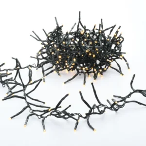 ACA Lighting X087001122 700 LED клъстер гирлянд (на всеки 5см) топла бяла светлина адаптер 31VDC 8 функции IP44 11.5м зелен кабел