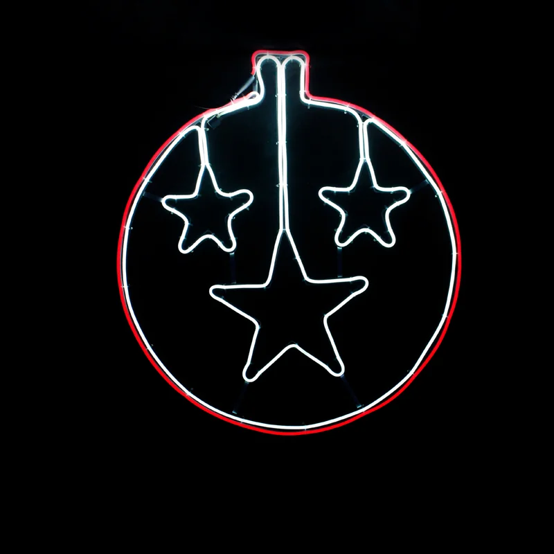 ACA Lighting X0870034113 Топка със звезда – 700 неон LED 7м двойна SMD лента червено + студено бяло стеди IP44 60×67см 1.5м кабел