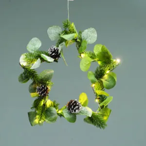 ACA Lighting X093018 Звезда с шишарки – висяща 20 топли LED бат. (3×AA не вкл.) IP20 Ø30см 30см кабел