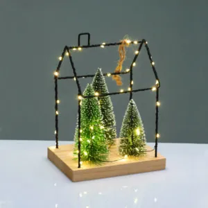 ACA Lighting X09551111 Метална къща с елхи – висяща 55 топли LED бат. (3×AA не вкл.) IP20 16.5×12×22см