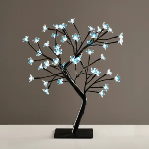 ACA Lighting X1036641 Дърво със силиконови цветя 36 LED адапт. 24V DC синя светлина IP20 45см 3м черен кабел