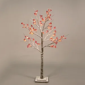 ACA Lighting X1048143 Заснежено борче с червени плодове 48 топло бели LED адапт. 24V IP44 20×20×120см 3м кафяв кабел