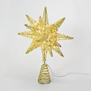 ACA Lighting X112011272 Златна звезда от ламе (тип 2) 20 мини LED топла светлина бат. 3×AA IP20 28×5×20см