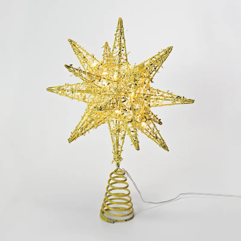 ACA Lighting X112011272 Златна звезда от ламе (тип 2) 20 мини LED топла светлина бат. 3×AA IP20 28×5×20см