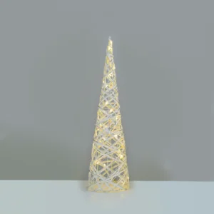 ACA Lighting X11301118 Бяло-сребърна конусна елха 30 мини топли LED бат. 3×AA IP20 Ø17×60см