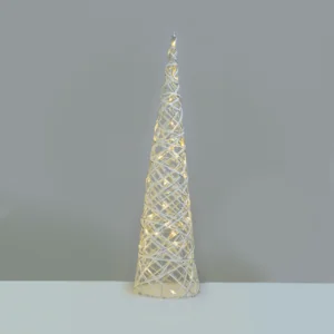 ACA Lighting X11401118 Бяло-сребърна конусна елха 40 мини топли LED бат. 3×AA IP20 Ø20.5×80см