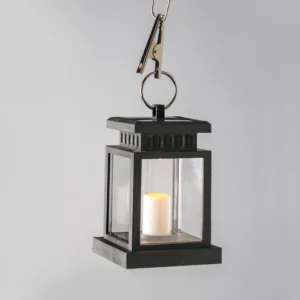 ACA Lighting X1311308 Черна соларна пластмасова лампа с бяла восъчна свещ – 1 топъл LED бат. AA Ni-MH 300 mAh IP44 Ø8.8×12.7см