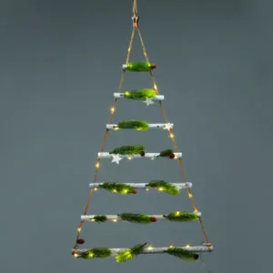 ACA Lighting X13401123 Елха и звезда – висяща декорация 40 топли LED бат. (2×AA не вкл.) IP20 47×85см 30см кабел