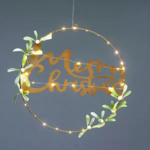 ACA Lighting X13401125 Кръгла висулка Merry Christmas” – 40 топли LED постоянно бат. (2×AA не вкл.) IP20 Ø40см