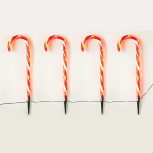 ACA Lighting X13401413 4 Candy Stakes – 40 топли LED 8 функции адаптер 4.5V IP44 1.5м   Ø2.5×H60см 0.5м зелен кабел