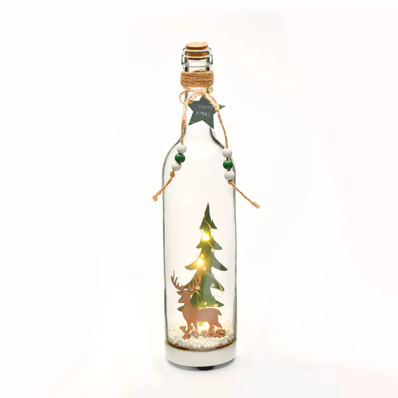 ACA Lighting X1351110 Коледна стъклена бутилка – 5 топли LED със сребърна медна тел бат. (3×LR44) IP20 Ø7×30см