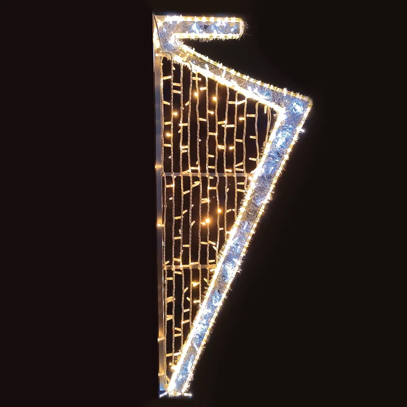 ACA Lighting X1736012115 Арфа – 360 LED стълбов мотив 9.6м въжена лента + 6.4м топло студено бяла гирлянда стеди IP65 150×60см 1.5м кабел