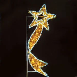 ACA Lighting X1737212112 Падаща звезда с панделка – 372 LED стълбов мотив 8м въжена лента + 9.6м топло студено бяла гирлянда стеди IP65 60×150см 1.5м кабел