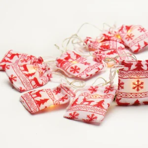 ACA Lighting XG10WW2A Плетени торбички – бяло и червено 10 LED батерии 2×AA топла светлина IP20 135 + 30см прозрачен кабел