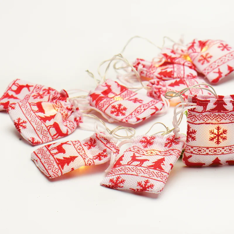 ACA Lighting XG10WW2A Плетени торбички – бяло и червено 10 LED батерии 2×AA топла светлина IP20 135 + 30см прозрачен кабел