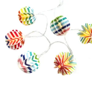 ACA Lighting XO10WW2A Хартиени декоративни топки – многоцветни 10 LED батерии 2×AA топла светлина IP20 135 + 30см прозрачен кабел