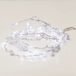 ACA Lighting XSW20W2APEARL Мотив перла – 20 LED студена бяла светлина сребриста медна тел батерии 2×AA IP20 2м + 10см 1.2W