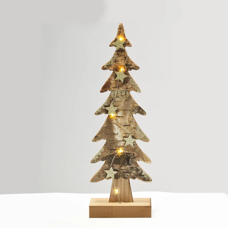 ACA Lighting XTREBWW403A WOODEN XMAS TREE LIGHT – кафява елха голяма 5 LED бат. (2×AAA) топла светлина IP20 13×7×40см