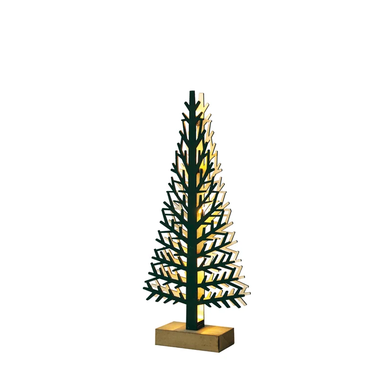 ACA Lighting XTREGWW323A WOODEN XMAS TREE LIGHT – зелена елха малка 5 LED бат. (2×AAA) топла светлина IP20 14×5×32см