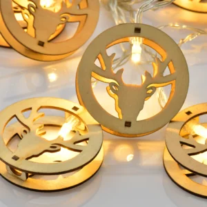 ACA Lighting XWBDEER102AT Дървен мотив – еленска глава 10 LED батерии 3×AA таймер (6 ON   18 OFF) топла светлина IP20 135 + 30см прозрачен кабел