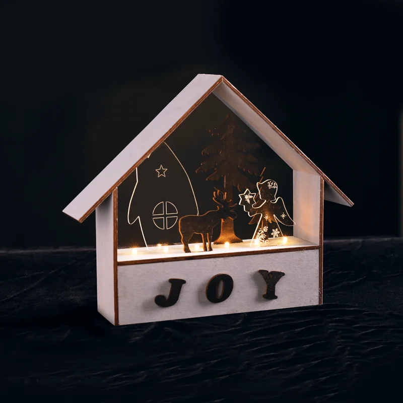 ACA Lighting XWHOMEA3A WOODEN HOUSES – 6 LED бат. (2×AAA) сиво дърво топла светлина IP20 27.8×6.5×24.5см