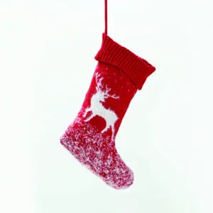 ACA Lighting X071278 Коледен чорап червен декорация (елен) 20×46см